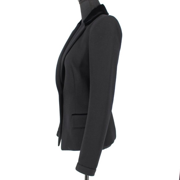 Balenciaga Paris Black Wool Silk Velvet Trim Jacket Single Breasted Blazer 38 S - Picture 4 of 7
